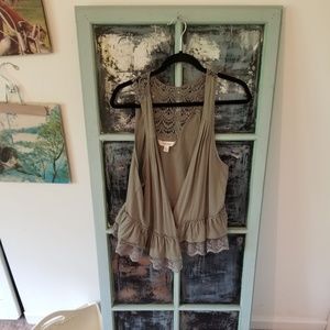 Army Green Vest with Lace Detail